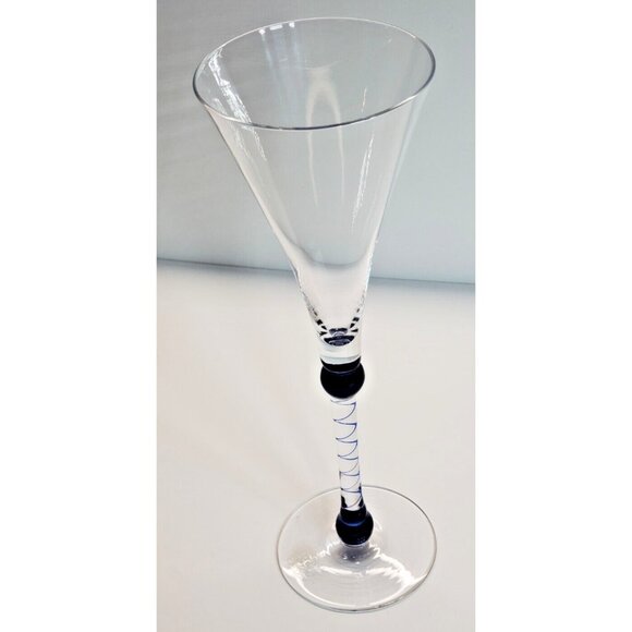 Martini & Rossi Asti Tall Crystal Champagne Glass Cobalt color stem - Picture 4 of 6
